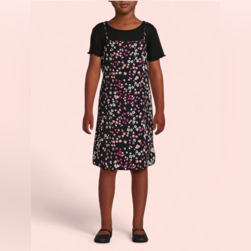 Wonder Nation Floral Print Spaghetti Strap Dress Sz L 10-12.